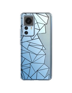 Xiaomi 12T/12T Pro Case Lines Side Grid Abstract Black Clear - Project M