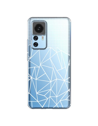 Cover Xiaomi 12T/12T Pro Linee Griglia Grid Astratto Bianco Trasparente - Project M