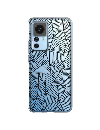 Xiaomi 12T/12T Pro Case Lines Triangles Full Grid Abstract Black Clear - Project M