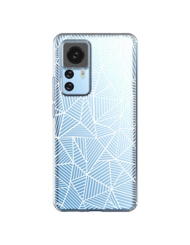 Xiaomi 12T/12T Pro Case Lines Triangles Full Grid Abstract White Clear - Project M