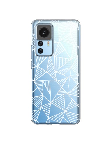 Xiaomi 12T/12T Pro Case Lines Triangles Grid Abstract White Clear - Project M