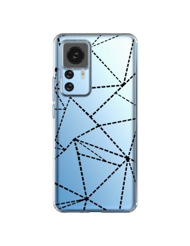 Coque Xiaomi 12T/12T Pro Lignes Points Abstract Noir Transparente - Project M