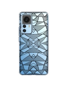 Coque Xiaomi 12T/12T Pro Lignes Miroir Grilles Triangles Grid Abstract Noir Transparente - Project M