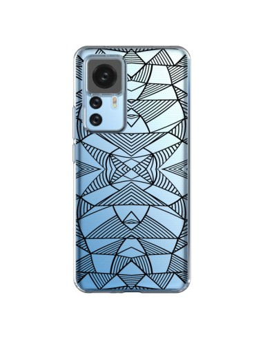 Coque Xiaomi 12T/12T Pro Lignes Miroir Grilles Triangles Grid Abstract Noir Transparente - Project M