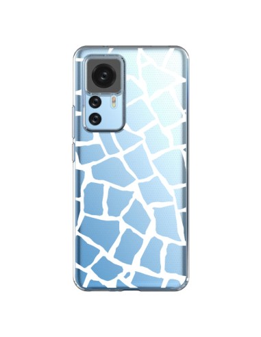 Cover Xiaomi 12T/12T Pro Giraffa Mosaico Bianco Trasparente - Project M