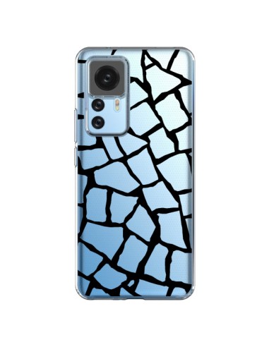 Coque Xiaomi 12T/12T Pro Girafe Mosaïque Noir Transparente - Project M