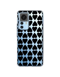 Coque Xiaomi 12T/12T Pro Coeurs Heart Noir Transparente - Project M