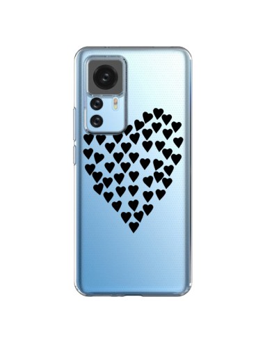 Cover Xiaomi 12T/12T Pro Cuori Amore Nero Trasparente - Project M