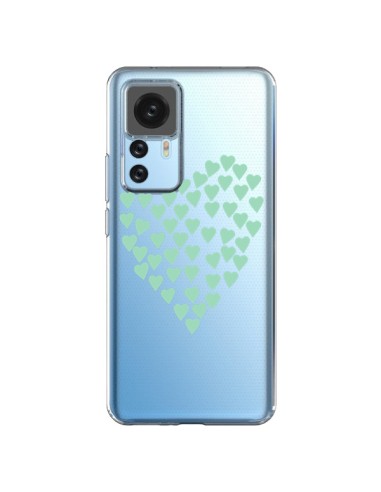 Cover Xiaomi 12T/12T Pro Cuori Amore Verde Menta Trasparente - Project M