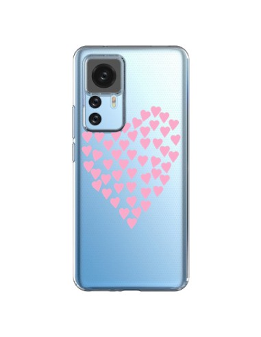 Cover Xiaomi 12T/12T Pro Cuori Amore Rosa Trasparente - Project M
