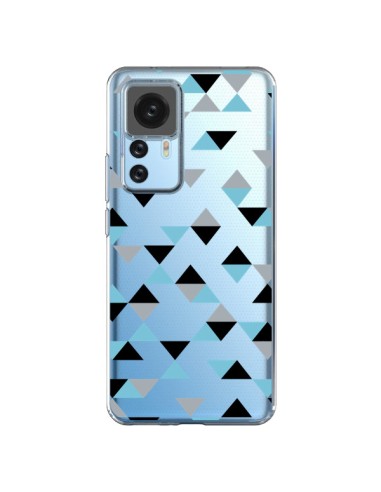 Cover Xiaomi 12T/12T Pro Triangoli Ghiaccio Blu Nero Trasparente - Project M