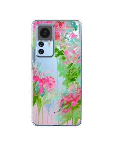 Xiaomi 12T/12T Pro Case Flowers Pink Green Clear - Ebi Emporium