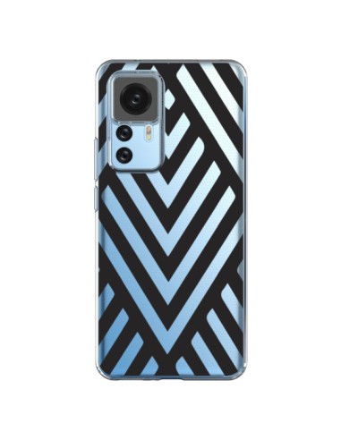 Cover Xiaomi 12T/12T Pro Geometrico Azteco Nero Trasparente - Dricia Do