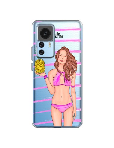 Coque Xiaomi 12T/12T Pro Malibu Ananas Plage Ete Rose Transparente - kateillustrate