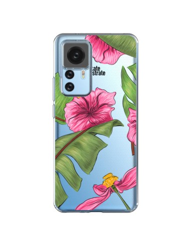 Cover Xiaomi 12T/12T Pro Tropical Leaves Fioris Foglie Trasparente - kateillustrate