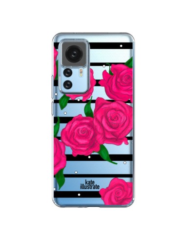 Xiaomi 12T/12T Pro Case Pink Flowers Clear - kateillustrate