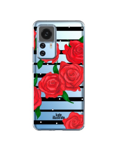 Xiaomi 12T/12T Pro Case Red Flowers Clear - kateillustrate
