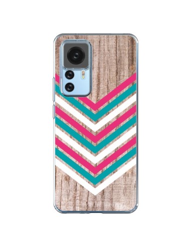 Cover Xiaomi 12T/12T Pro Tribale Azteco Legno Wood Freccia Rosa Blu - Laetitia