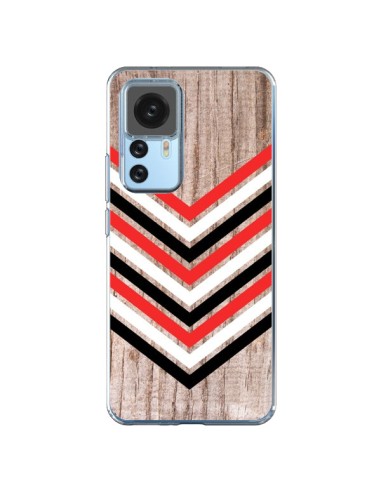 Coque Xiaomi 12T/12T Pro Tribal Aztèque Bois Wood Flèche Rouge Blanc Noir - Laetitia