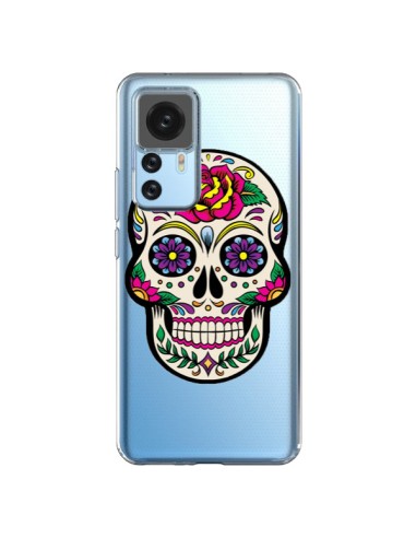 Coque Xiaomi 12T/12T Pro Tête de Mort Mexicaine Fleurs Transparente - Laetitia