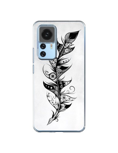 Cover Xiaomi 12T/12T Pro Feather Piuma Bianco e Nero - LouJah