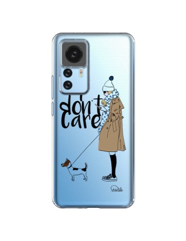 Cover Xiaomi 12T/12T Pro I don't care Fille Cane Trasparente - Lolo Santo