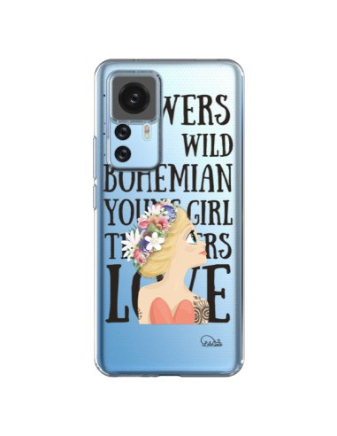 Cover Xiaomi 12T/12T Pro Fiori Amore Trasparente - Lolo Santo