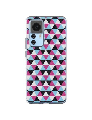 Xiaomi 12T/12T Pro Case Triangle Aztec Pink Blue Grey - Mary Nesrala