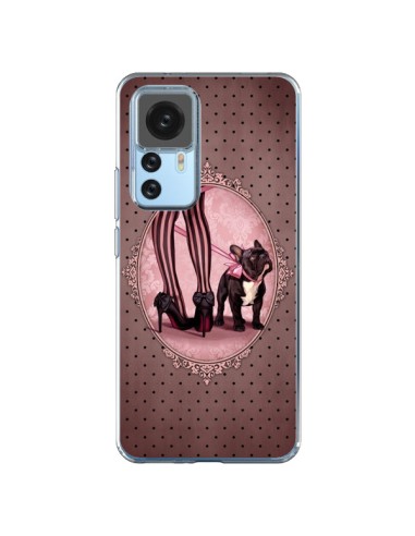 Cover Xiaomi 12T/12T Pro Lady Jambes Cane Dog Rosa Pois Nero - Maryline Cazenave