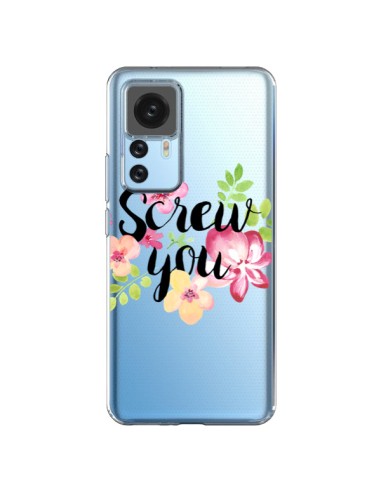 Cover Xiaomi 12T/12T Pro Screw you Flower Fiori Trasparente - Maryline Cazenave