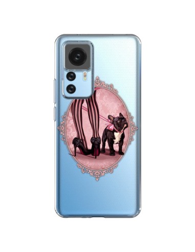 Xiaomi 12T/12T Pro Case Lady Jambes Dog Bulldog Dog Pink Polka Black Clear - Maryline Cazenave