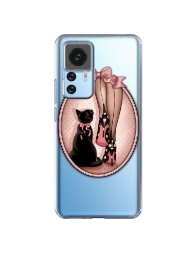 Cover Xiaomi 12T/12T Pro Lady Gatto Papillon Pois Scarpe Trasparente - Maryline Cazenave