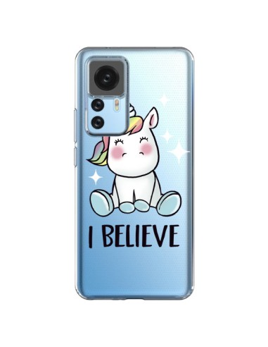 Coque Xiaomi 12T/12T Pro Licorne I Believe Transparente - Maryline Cazenave