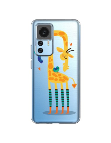 Cover Xiaomi 12T/12T Pro L'oiseau e la Girafe Amore L'uccello e la Giraffa Trasparente - Maria Jose Da Luz