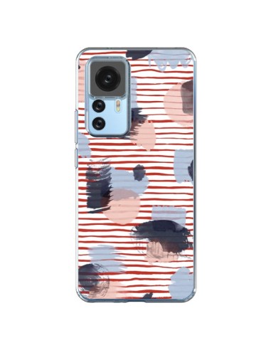 Coque Xiaomi 12T/12T Pro Watercolor Stains Stripes Red - Ninola Design