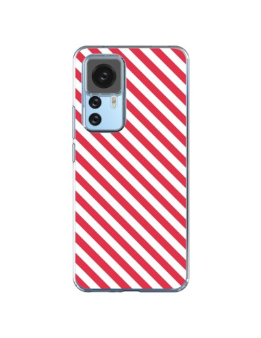 Cover Xiaomi 12T/12T Pro Caramella Motivo rigato Rosa e Bianco - Nico