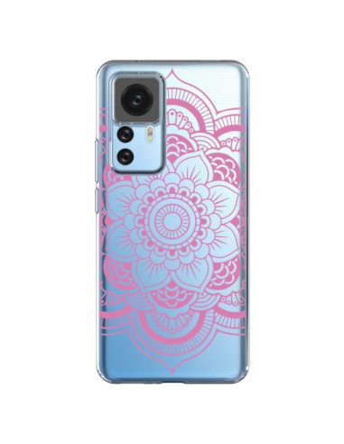 Cover Xiaomi 12T/12T Pro Mandala Rosa Chiaro Azteco Trasparente - Nico