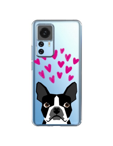 Cover Xiaomi 12T/12T Pro Boston Terrier Cuori Cane Trasparente - Pet Friendly