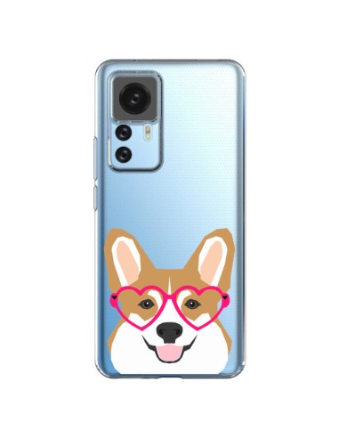 Cover Xiaomi 12T/12T Pro Cane Buffo Occhiali Cuori Trasparente - Pet Friendly