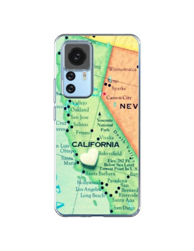 Coque Xiaomi 12T/12T Pro Carte Map Californie - R Delean