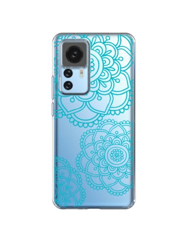 Cover Xiaomi 12T/12T Pro Mandala Verde acqua Doodle fiori Trasparente - Sylvia Cook