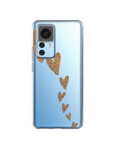 Cover Xiaomi 12T/12T Pro Cuore Falling Gold Hearts Trasparente - Sylvia Cook