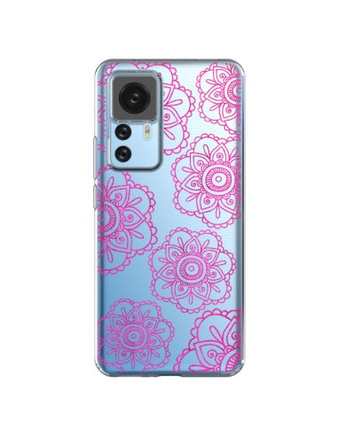 Cover Xiaomi 12T/12T Pro Doodle  Mandala Rosa Fiori Trasparente - Sylvia Cook