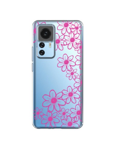 Cover Xiaomi 12T/12T Pro Fiori Rosa Trasparente - Sylvia Cook