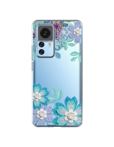 Cover Xiaomi 12T/12T Pro Fiori Invernali Blu Trasparente - Sylvia Cook