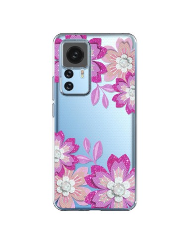 Cover Xiaomi 12T/12T Pro Fiori Invernali Rosa Trasparente - Sylvia Cook