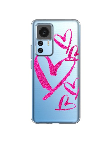 Cover Xiaomi 12T/12T Pro Pink Heart Cuore Rosa Trasparente - Sylvia Cook