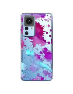 Coque Xiaomi 12T/12T Pro Watercolor Splash Taches Bleu Violet Transparente - Sylvia Cook