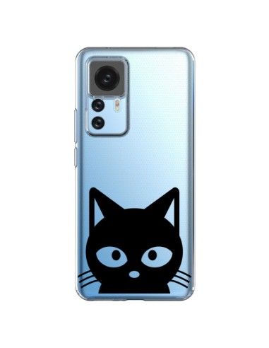 Cover Xiaomi 12T/12T Pro Testa Gatto Nero Trasparente - Yohan B.