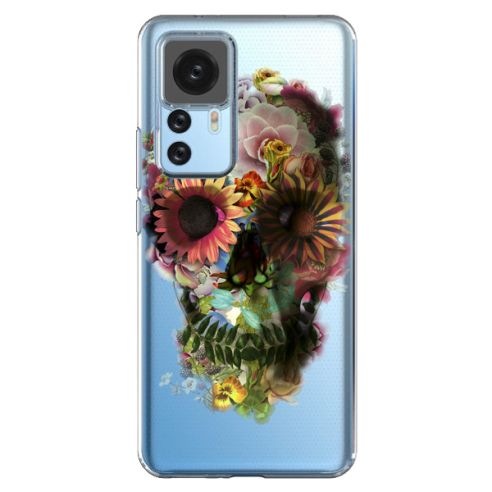 Xiaomi 12T/12T Pro Case Skull Flowers Clear - Ali Gulec